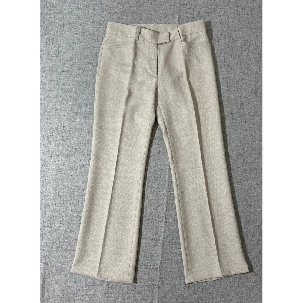 TAHARI Arthur S Levine Women Pant Suit Jacket 6 Cream Beige Hemp Linen Textured - Picture 8 of 12